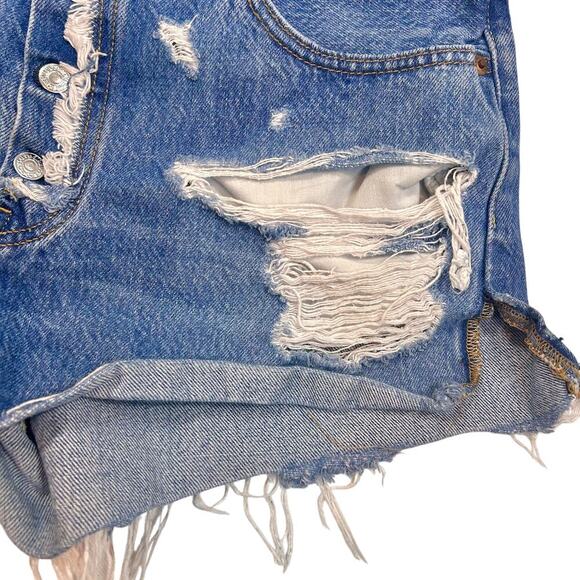 LEVIS 501 Button Fly Coastal Cowgirl Summer Grunge Festival Shorts Raw Hem 29" - Picture 6 of 11